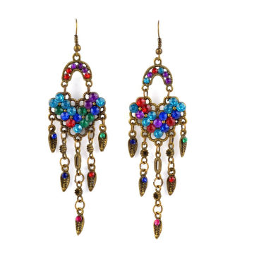 Colorful Resin Stone with Diamond Earrings (XJW1659)